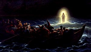 Jesus walks on water