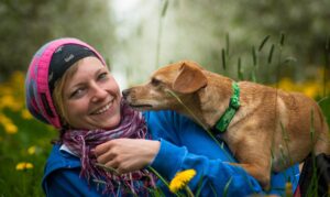 woman and dog