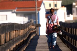 walking on bridge